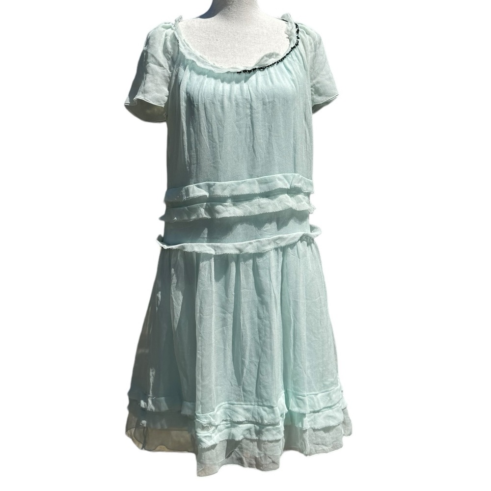Rochas Mint green 100% silk baby doll dress Sz.36